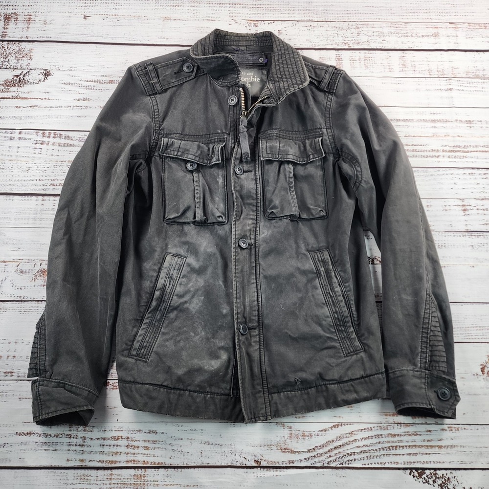 Abercrombie & Fitch Sentinel Jacket Men's M Black Military Field Distressed